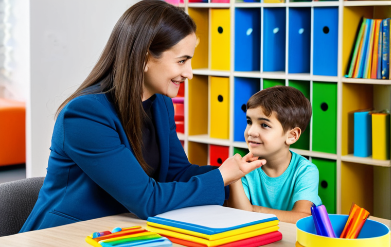 아동상담사 취업 과정 및 절차 - "A professional child psychologist in a brightly colored, child-friendly office, fully clothed in mo...