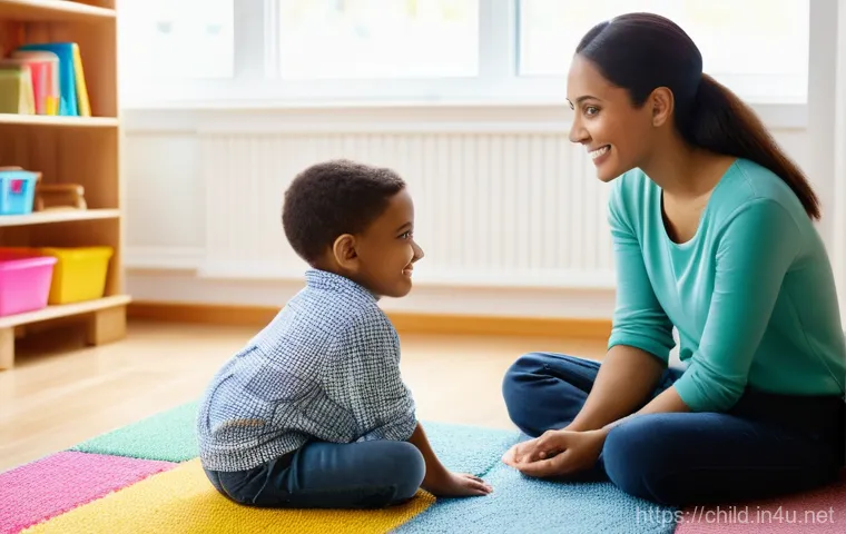 아동상담사 필수 스킬 - **Image Prompt 1: Empathetic Play Therapy Session**
A warmly lit, inviting child counseling room...