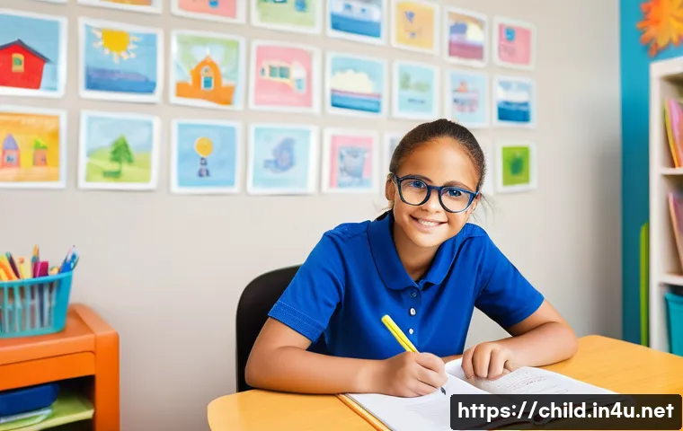 아동상담사 업무 일지 작성법 - A professional child counselor sitting at a desk in a bright, cozy counseling room, writing detailed...